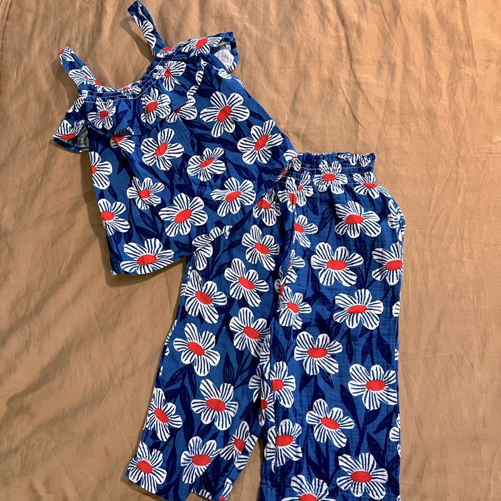 Hanna Andersson Daisy Smocked Top and Pants in Cotton Muslin - Picture 1 of 6